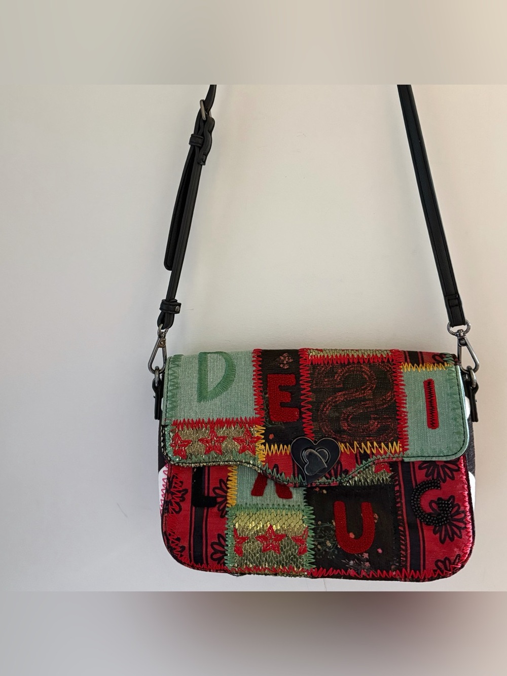 Desigual Mixed Media Patchwork Crossbody Bag